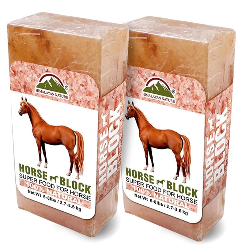 Lambedor de sal para cavalos em sal rochoso do Himalaia Himalayan Nature, Pacote com 2