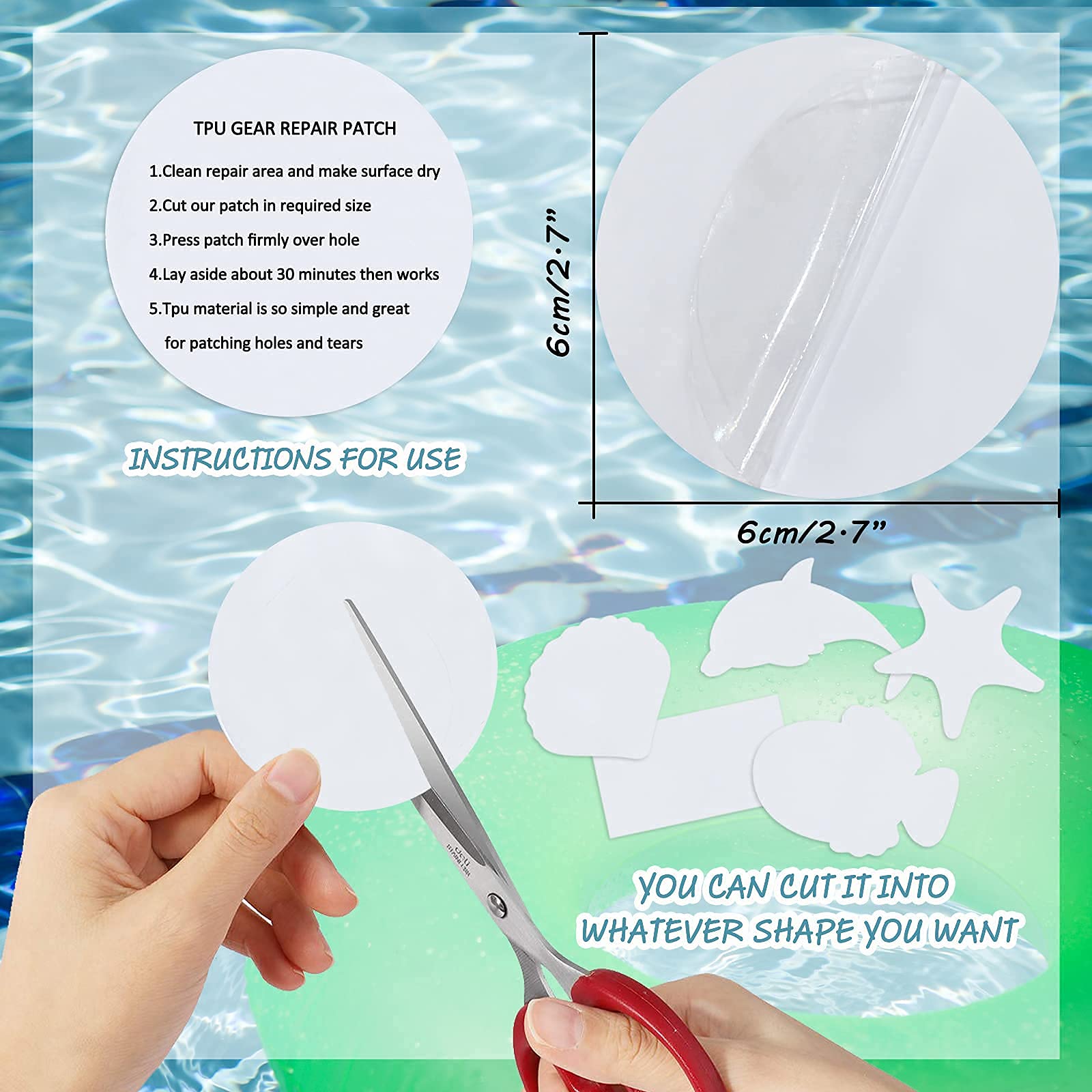 Kit De Parches Autoadhesivos Para Piscinas Y Productos Inflables - 60 Piezas De PVC, Tamaño 7x7 Cm