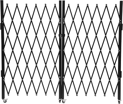 Double Folding Security Gate, 5.25 H x 9.84 W Steel Accordion Security Gate,360 Rolling Folding Door Gate
