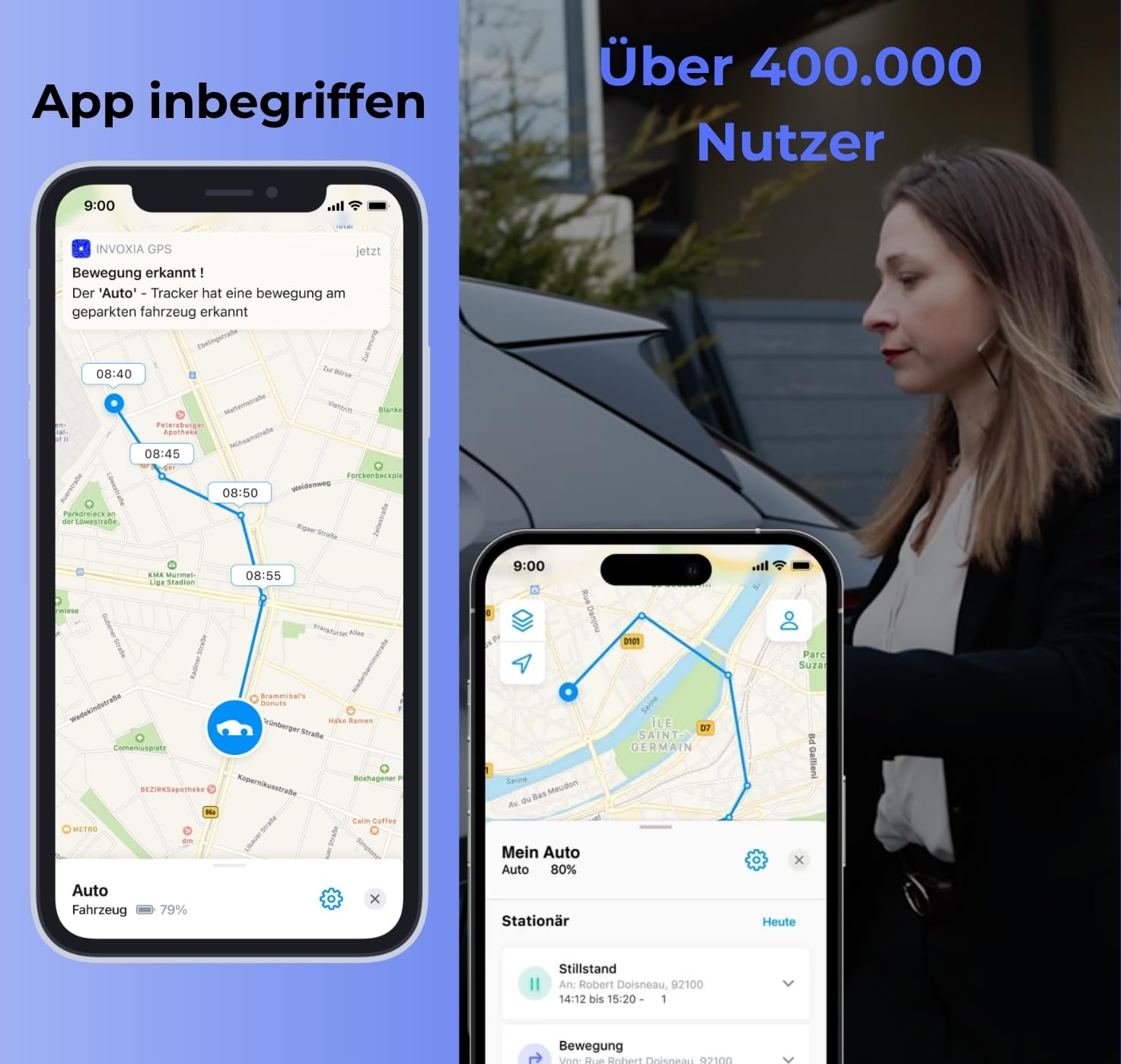 Invoxia GPS Tracker Edition 2026 - wasserdicht, verbesserte GPS-Genauigkeit, USB-C - Netzwerk-Abonnement inklusive 3 Jahre - Live-Lokalisierung, Diebstahl & Bewegungsalarm - Autos, Motorräder