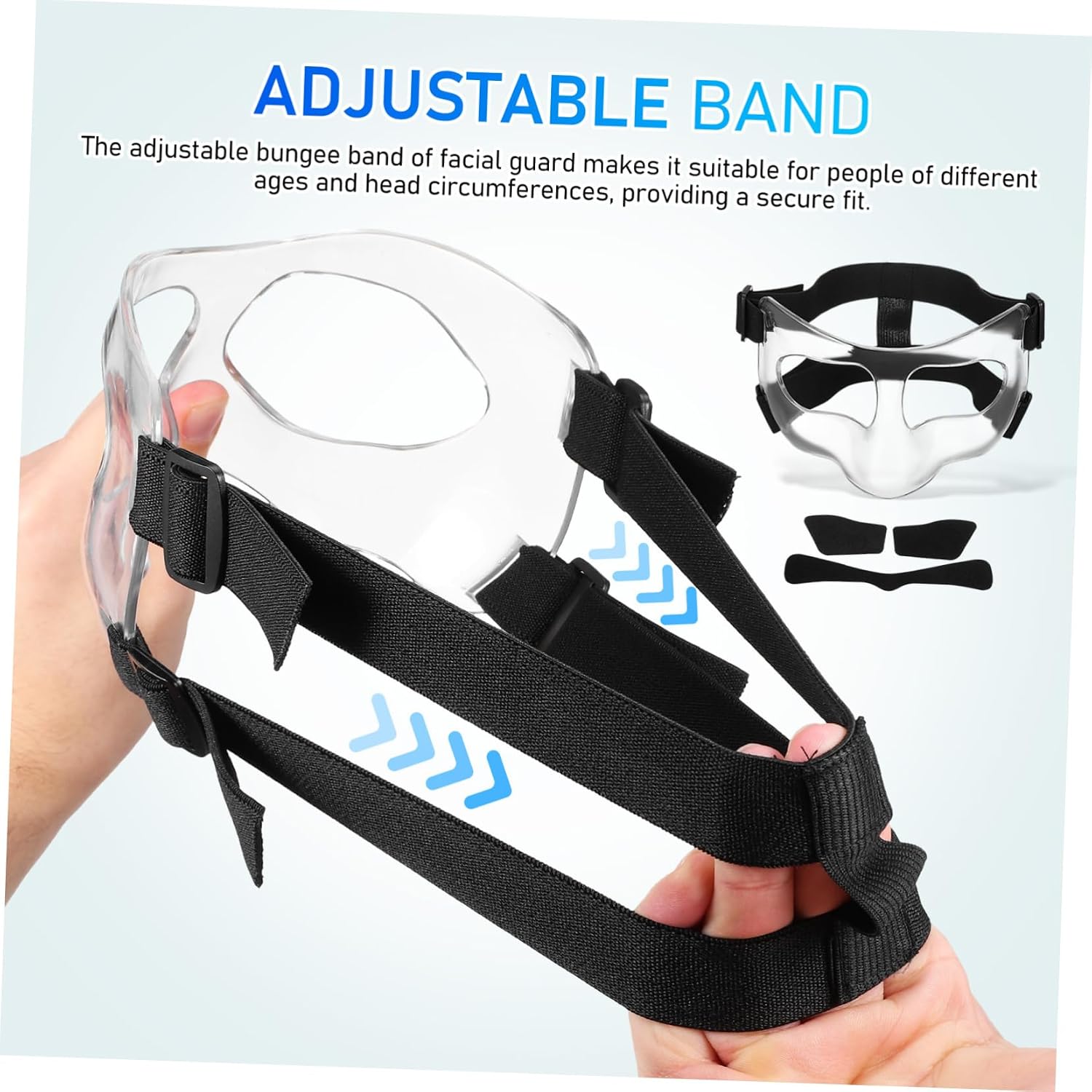 YARNOW Adjustable Clear Face Guard for Basketball Soccer Baseball Lightweight Protective Nose Guard for Sports Durable Comfortable and Enhanced Facial Coverage