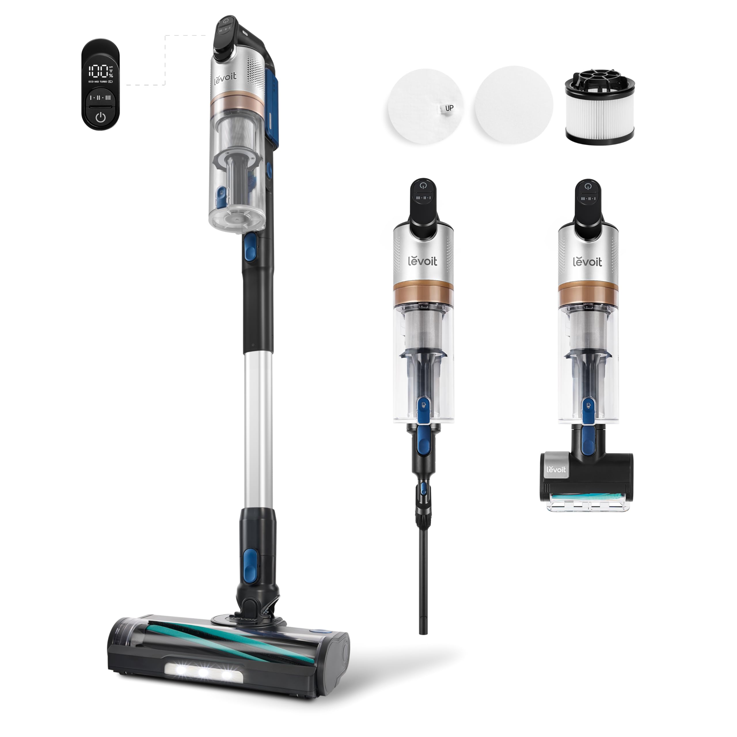 LEVOIT Aspiradora sin Cable con Mini Cepillo Turbo y Anticabello, 99,99% Filtración con HEPA, Aspiradora Escoba con Pantalla LED,Aspirador para Suelos, Coches, Pelos de Animales, hasta 60 min 2 71uTFSKahCL