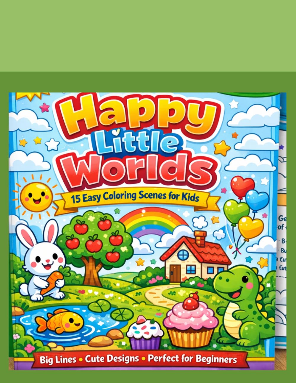 Happy Little Worlds: Easy Coloring Fun for Kids: 15 Easy Coloring Scenes for Kids