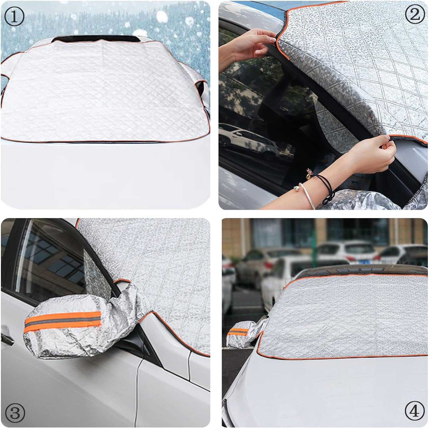 Copri Parabrezza Auto 5 Magneti Protezione Solare Anti UV Neve Grandine 225x110cm