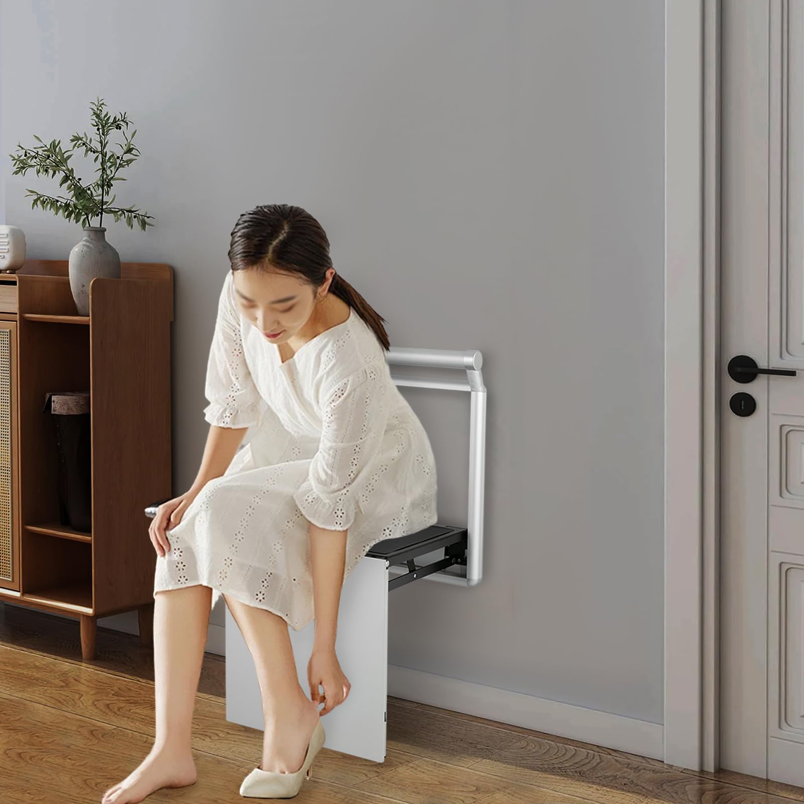 Asiento de ducha plegable para montaje en pared, hasta 150 kg, de aleación de aluminio, antideslizante, para personas mayores, embarazadas y discapacitadas, Asiento Bañera