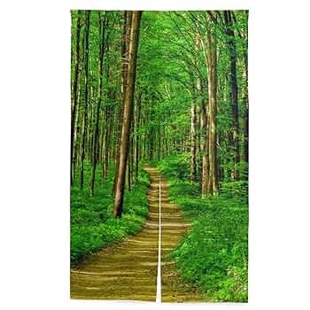 Amazon｜マキク（MAKIKU） のれん 森 北欧 風景 グリーン