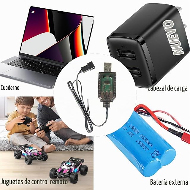 Foto 7 de 7 de Litinliv USB Cable Cargador Universal con Conector de Enchufe SM-3P Plug para 2S 7,4V Batería LiPo