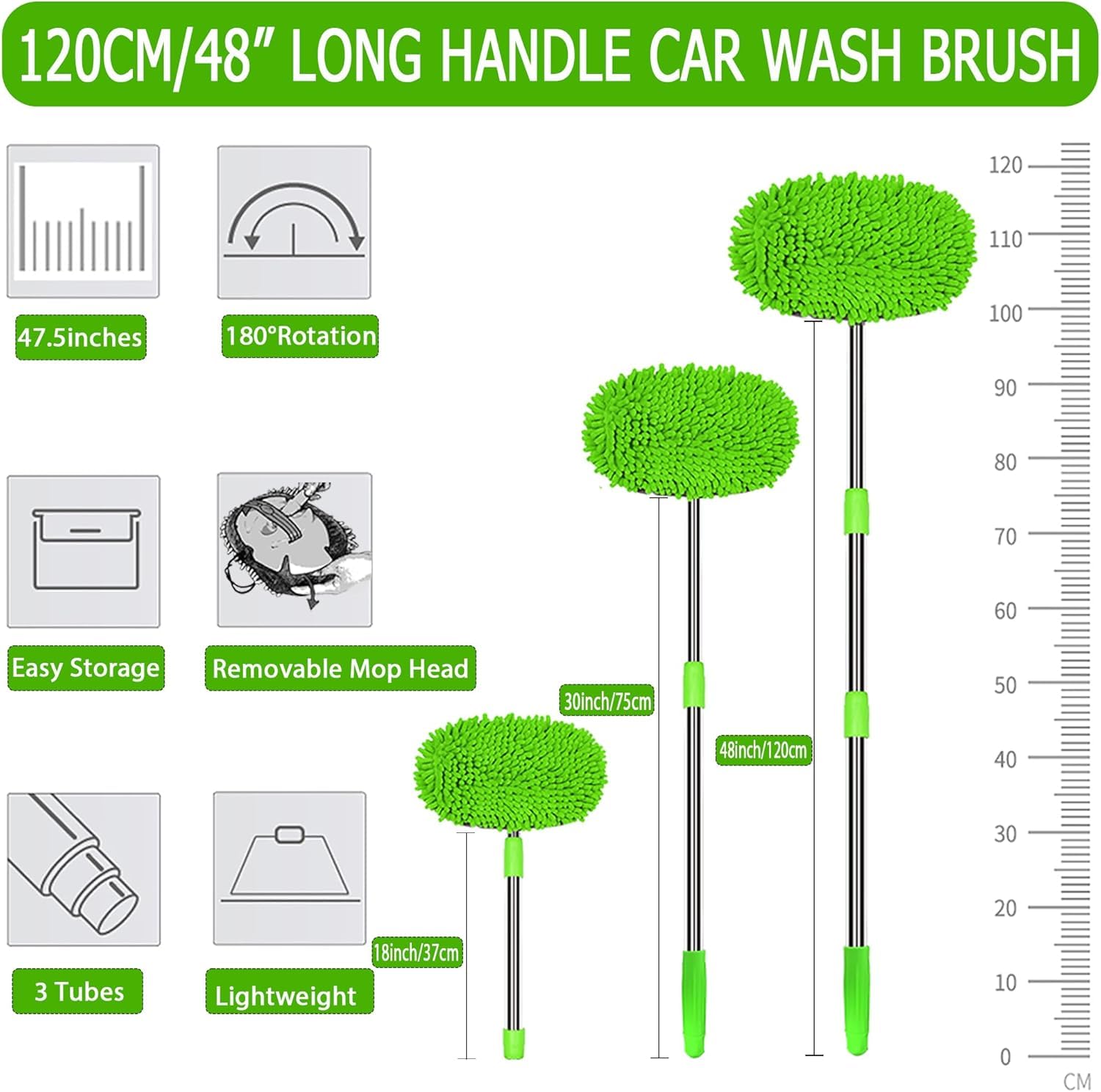 Jouis Araba Yıkama Fırçası EL MOP Temizleme Aleti Uzun Saplı Yıkama Detaylandırma Kiti Arabalar Kamyon, SUV, RV, Römork, Mikrofiber Sünger Silgi Boyaya Zarar Vermez Çiziksiz