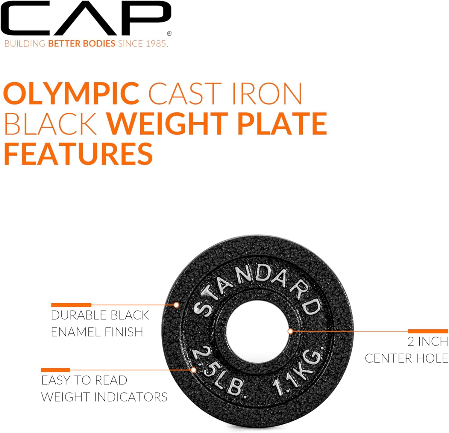 CAP Barbell 2-Inch Olympic Cast Iron Plate Weight Set | 75-285 lbs | Multiple Options