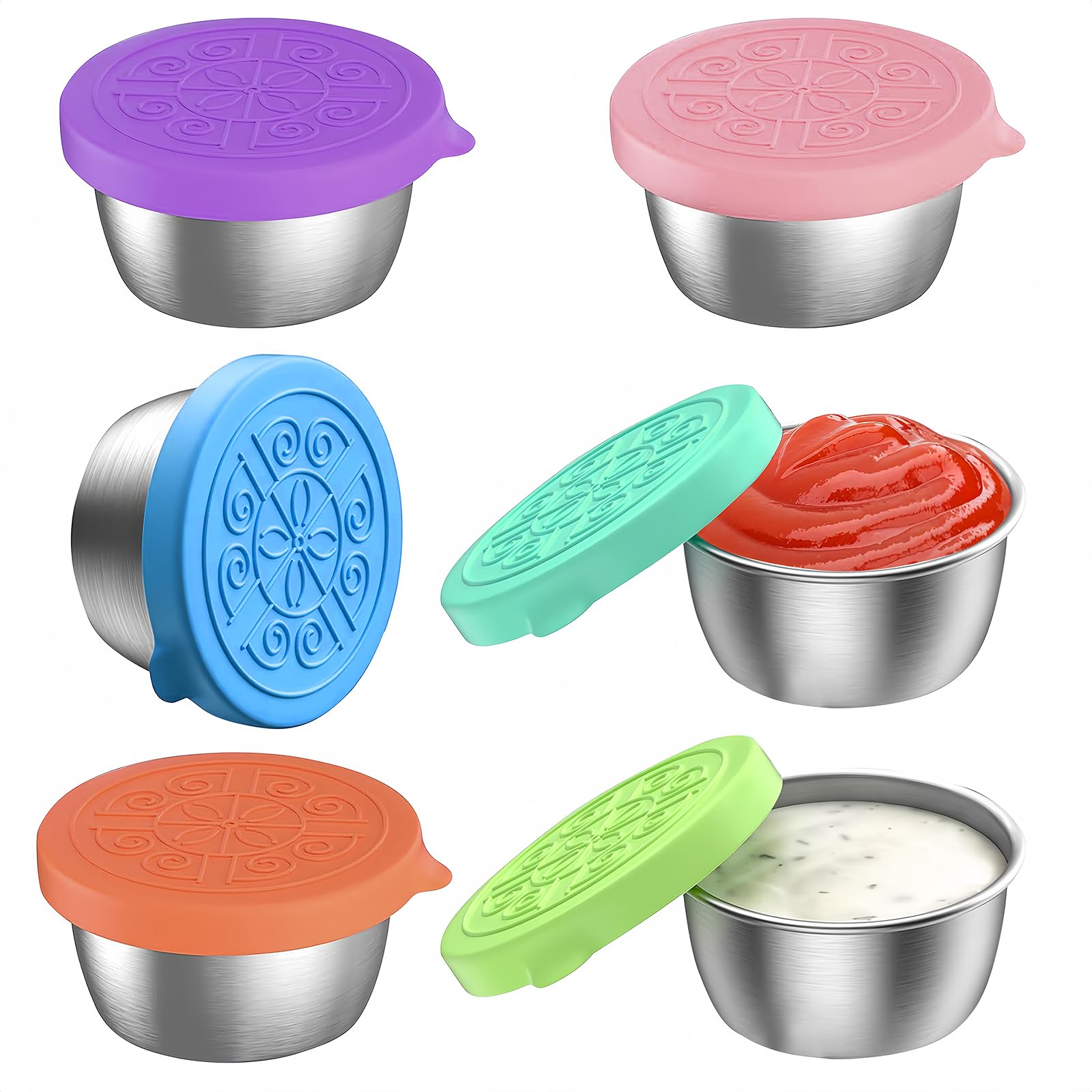 VINEST 6 Contenitori Per Condimenti Con Coperchio In Silicone, 50