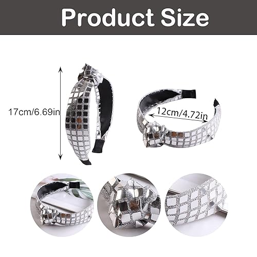 Miniatura 2 de Paquete de 2 diademas de discoteca de los años 70, 80 y 90, retro, plateadas, doradas, para fiestas, cumpleaños, Año Nuevo, despedida de soltera,