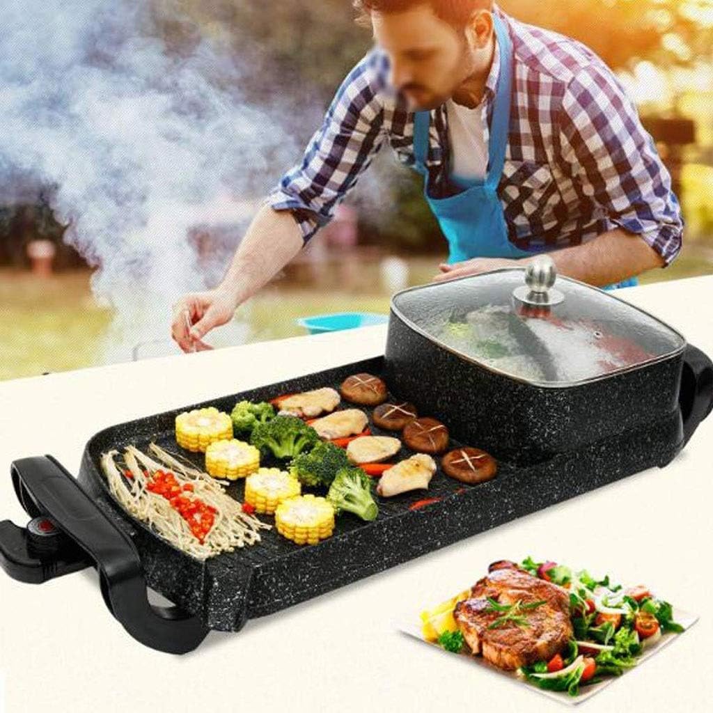 Hot Pot with BBQ, Electric Barbecue Grill Super Large Household Baking Tin Skillet, Suitable for 5-6 Person Family Gatherings