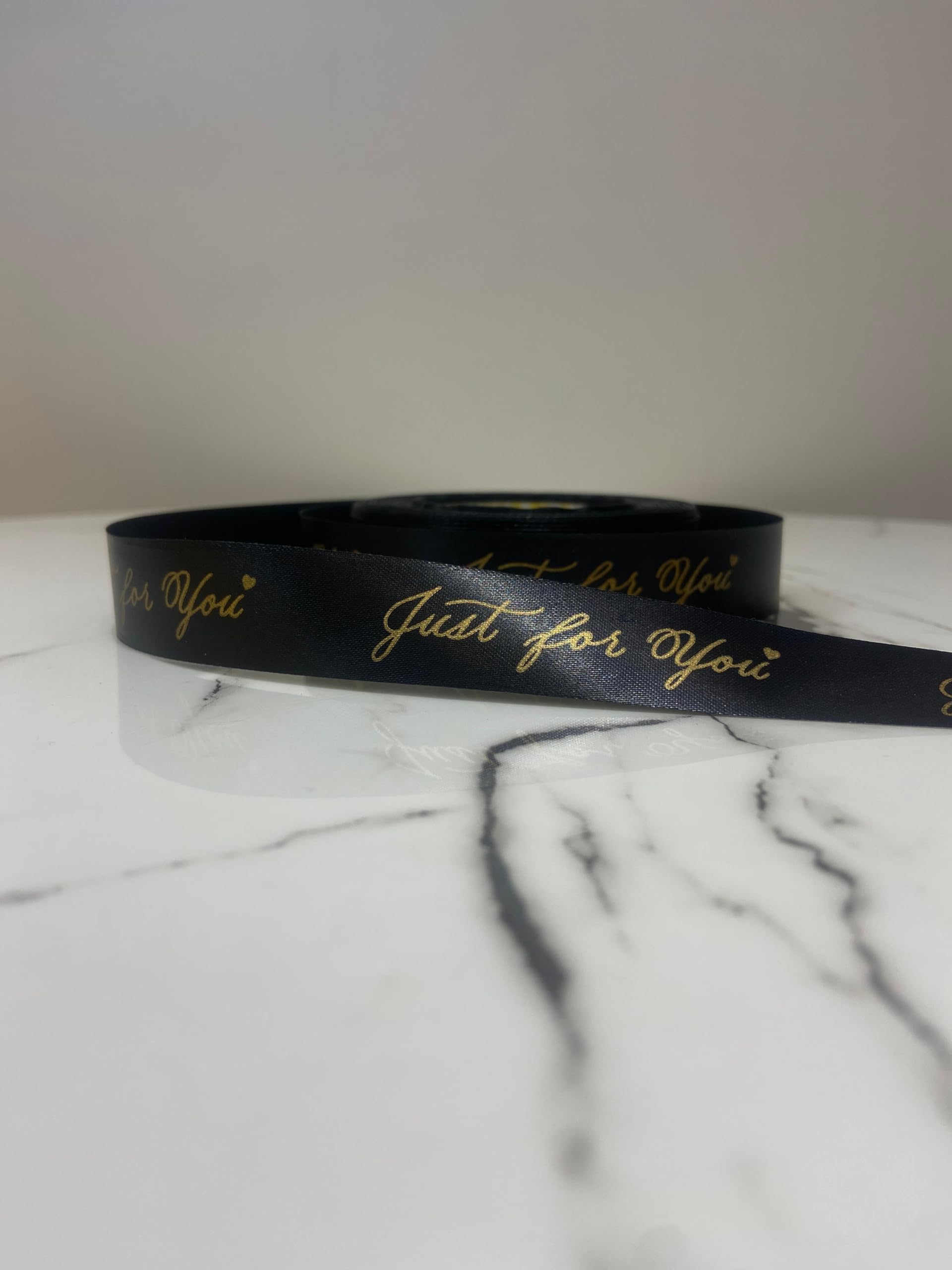 Jaksh Collection just for You Printed Heart Satin Ribbon: 30m Length, 0.75 inch Width, Perfect for Gifts and Crafting (Black)-image-32