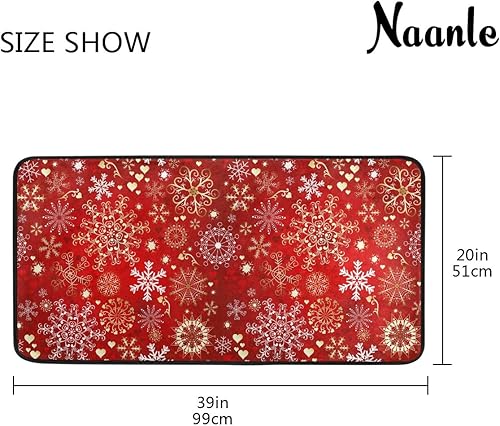 Miniatura 6 de Naanle Tapete de cocina antifatiga navideño, antideslizante, absorbente, cómodo, para pasillo, entrada, baño, sala de estar, dormitorio, 39 x 20