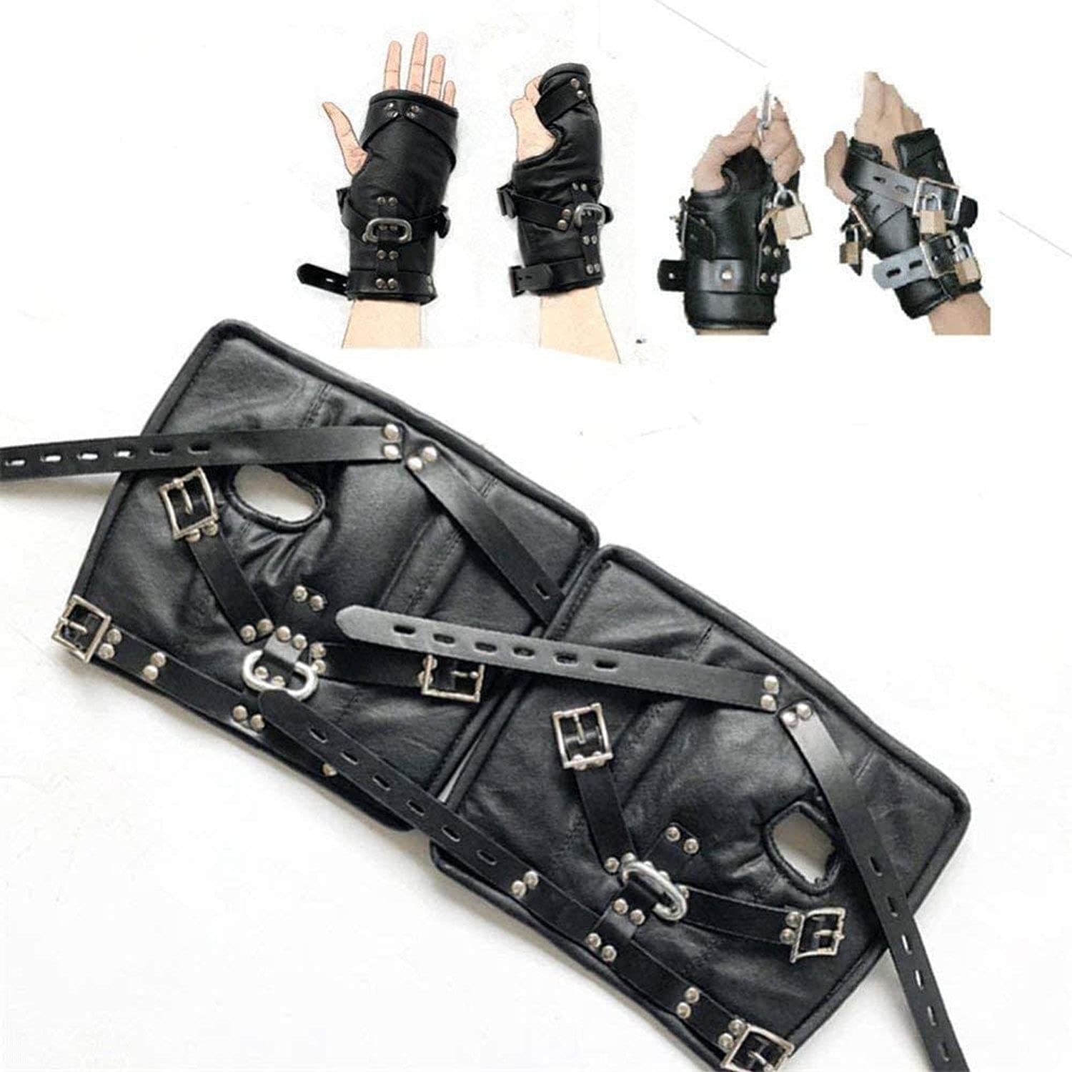 Leder Bondage Set Extremer Aufhängen Hand+Fuß Rückhalte Systeme Mit Handfesseln/Handschellen Und Fußfesseln für Erfahr Paare, SM Sklaven Fetisch Sexspielzeug für Frau und Mann