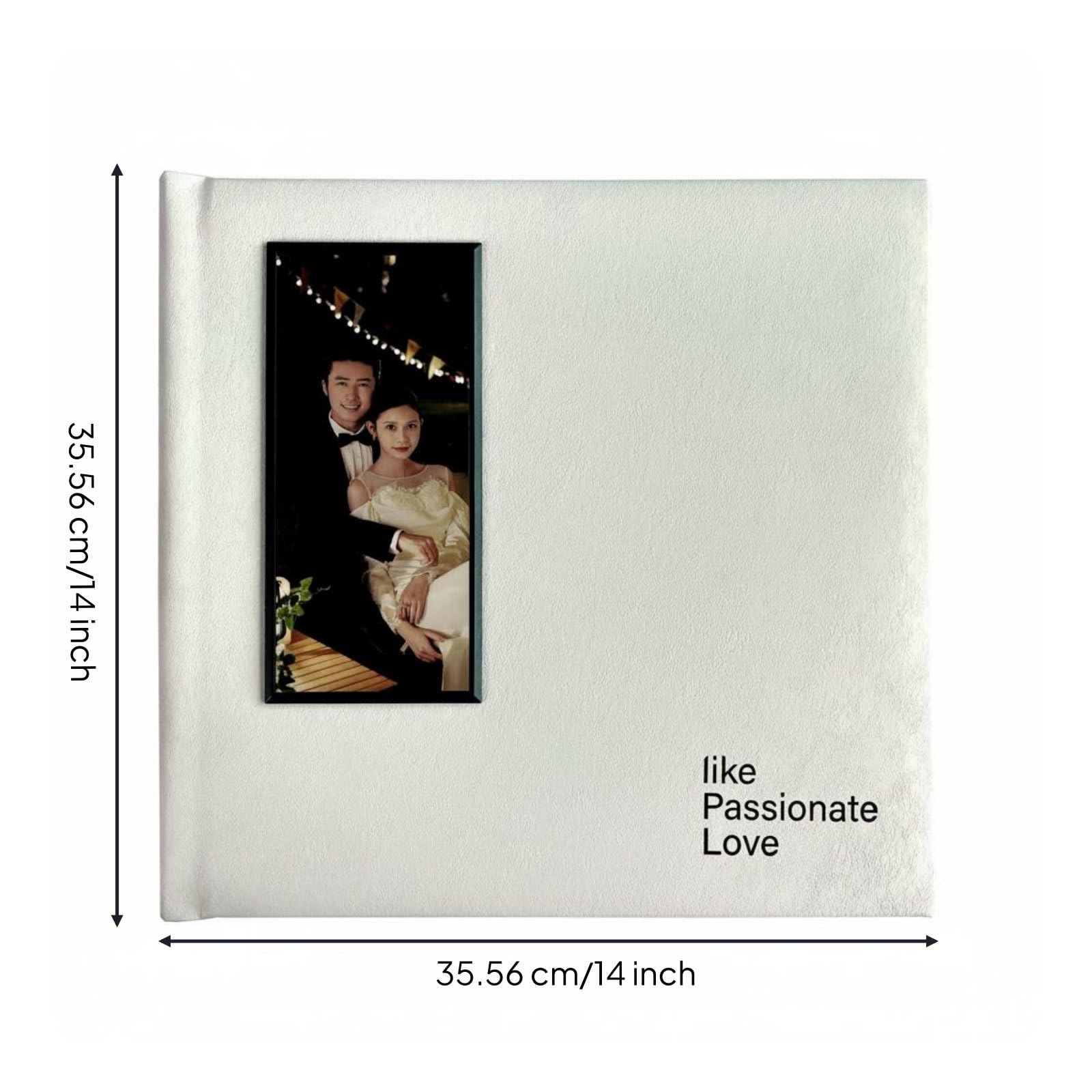 MERIGLARE Hochzeits Fotoalbum Erinnerungsbuch Andenkenbuch mit Pu Umschlag Und Schmetterlings Bindung für Brautpaar Familienfeier Wohnzimmer, Weiß, Weiß, 14 14 Zoll 35.56 35.56cm