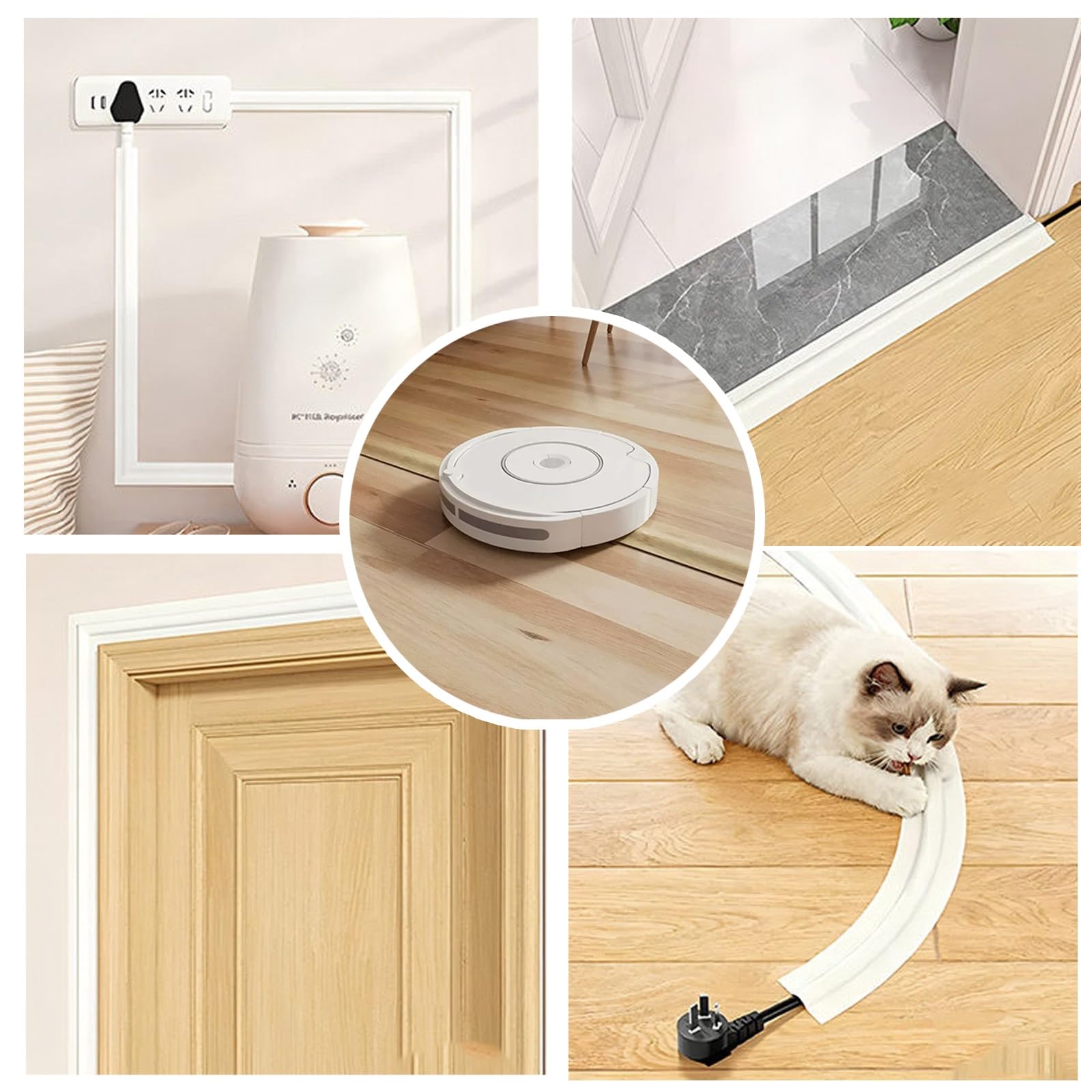 Canalina Passacavi Muro 300cm Canalina Passacavi Flessibile e Autoadesivo Nascondi Cavi per Casa e Ufficio(White,6.5cm/2.6in)