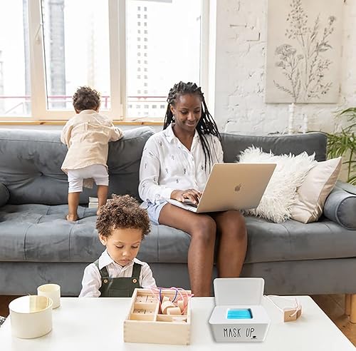 Miniatura 18 de Moorfowl Dispensador de máscara facial con tapa, tamaño mejorado (8.2 pulgadas de largo x 4.9 pulgadas de ancho x 3.9 pulgadas de alto), contenedor