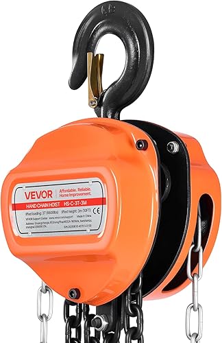 Miniatura 18 de VEVOR Polipasto de cadena manual, capacidad de 1/2 tonelada de 1100 libras, bloque de cadena manual con cadena galvanizada G80 mejorada, altura