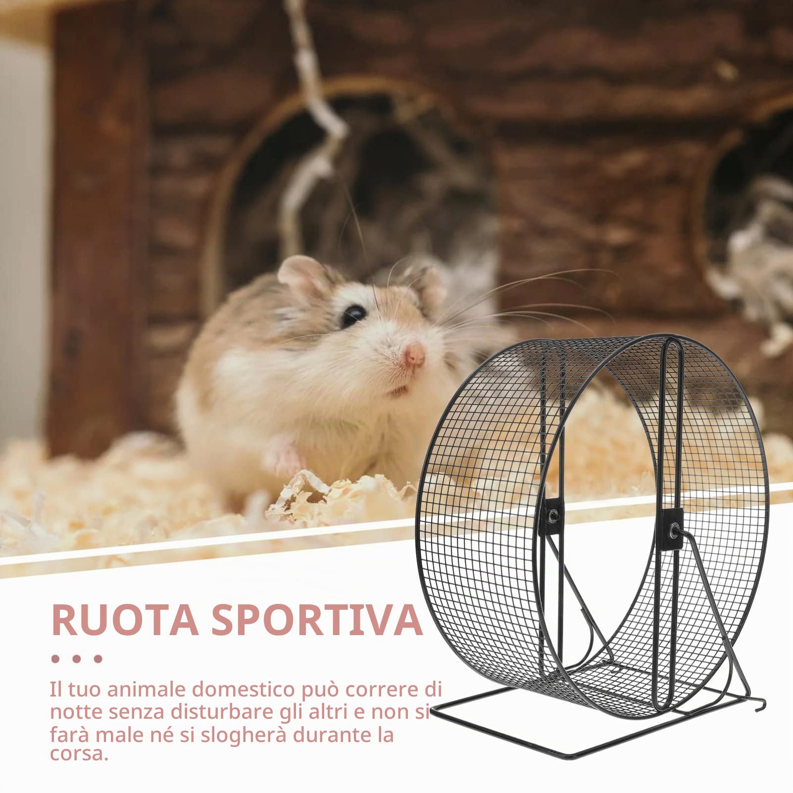 Ruota da Corsa Silenziosa per Criceti e Ricci, Ferro Nero | Gioco per Esercizio e Corsa, Accessorio per Piccoli Animali Domestici, Uso Interno