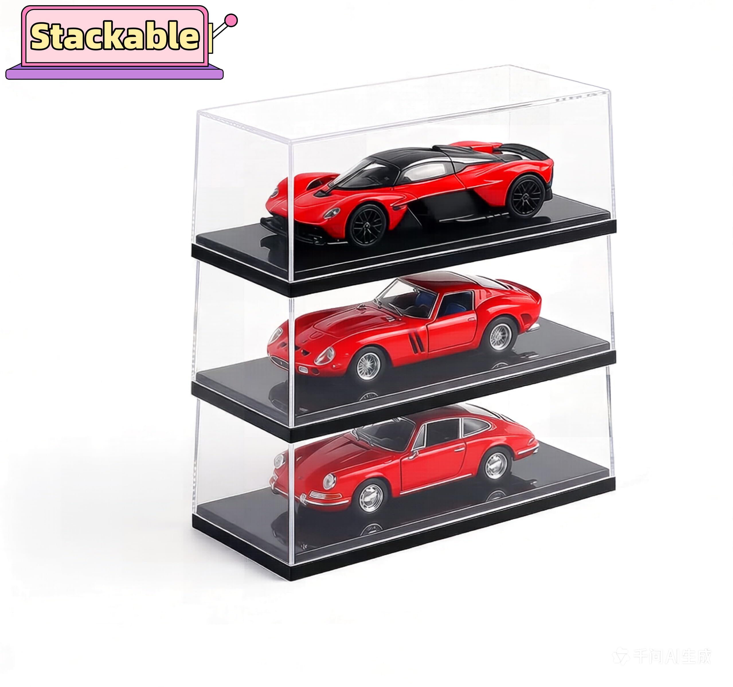 Vetrina per modellino auto, scala 1:18, in acrilico, impilabile, antipolvere, per oggetti da collezione, figure e cimeli, 34,1 x 16,3 x 14 cm
