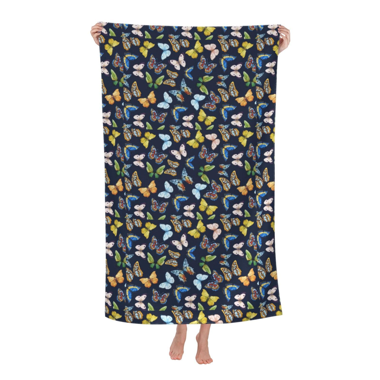 Cbaaghh Leaf Colorful Butterfly Print Adult Beach Towels,Beach & Pool Towel,Beach Towels,Towels For Camping