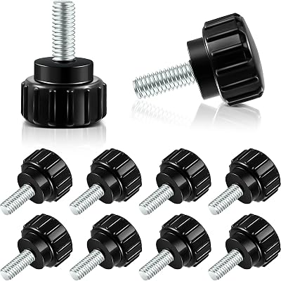 Hotop Threaded Knurled Thumbscrew Monitor Mount Screws on Knobs Monitor Screws Carbon Steel Clamping Knobs Grip Thumb Screw Mounting Thumb Screw, Black(10 Pieces,M4 x 10 mm)