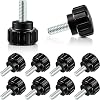Hotop 10 Pieces M4 x 10 mm Carbon Steel Threaded Knurled Thumbscrew Screw on Knobs Grips Black Round Clamping Screw, Black