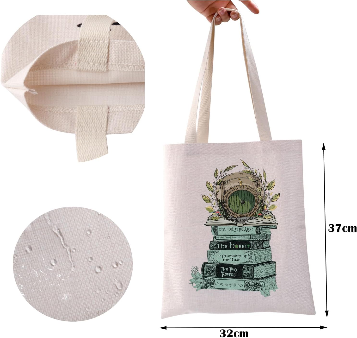 ZJXHPO Fantasy Book Tote Bag Lord Literary Reusable Grocery Shopping Bag Ring Book Reader Shoulder Bag Bookish Gift (Ring Book Tote) - Image 3