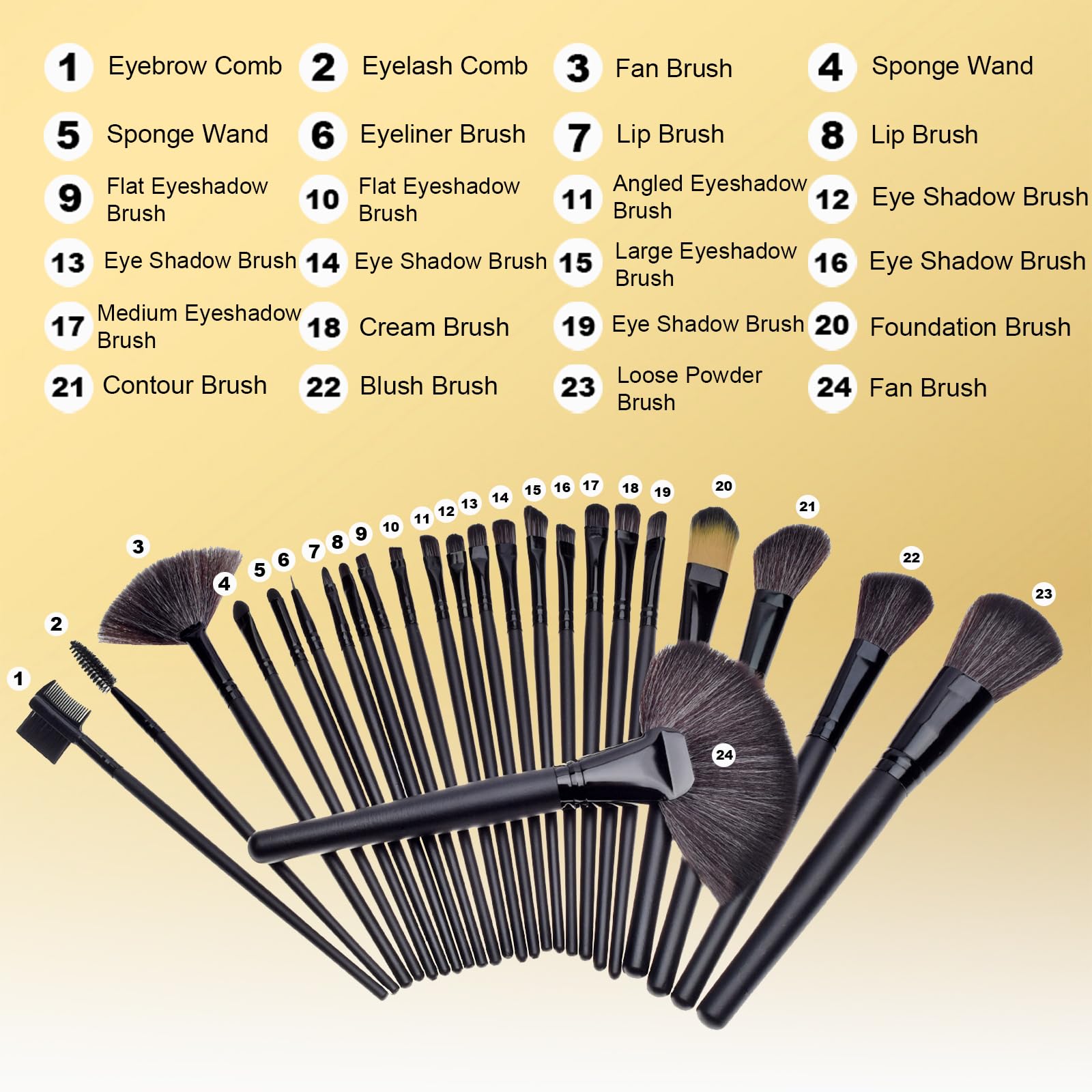 Makeup Brush Set 24 Pcs, Synthetic Fiber Soft Make Up Brushes With With PU Leather Bag, Blending Eyeshadow, Blush, Powder, Eyeliner, Foundation, Concealers Make-Up Brushes Gift Tools For Women Girls - Image 2