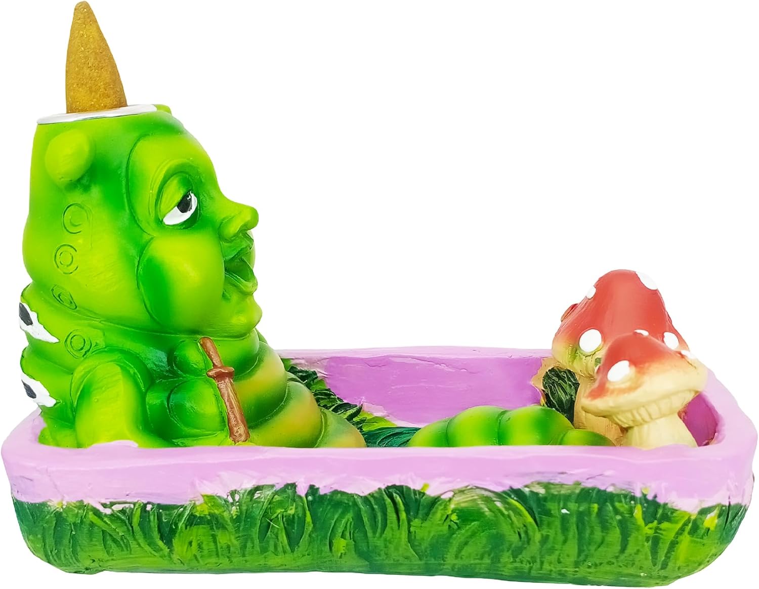 Fantasy Gifts Caterpillar Backflow Incense Burner – 5.7 Inch Polyresin Fountain for Aromatherapy, Meditation & Home Décor – Whimsical Caterpillar Design Incense Cone Holder Gift for Relaxation