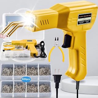 Wrdlosy Plastic Welder, 800PCS Staples, Plastic Welding Kit, Must Have for DIYers, Instant On/Off, Welder Kit, Bumper Repair, Portable Toolbox (Yellow)