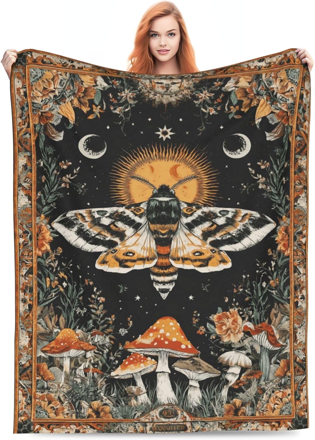 Moth Throw Blanket Soft Flannel Blanket 60"x50" in Bed Blanket Home Decor for Room Sofa Couch All Season - Image 2