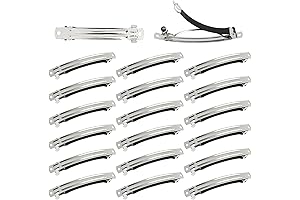 Cinaci 4-Inch Blank Silver Metal French Hair Barrette Set