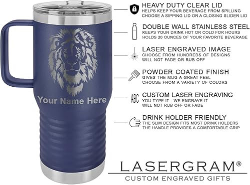 Vista 129 de LaserGram 15oz Vacuum Insulated Coffee Mug, Ankh, Personalized Engraving Included (Orange)