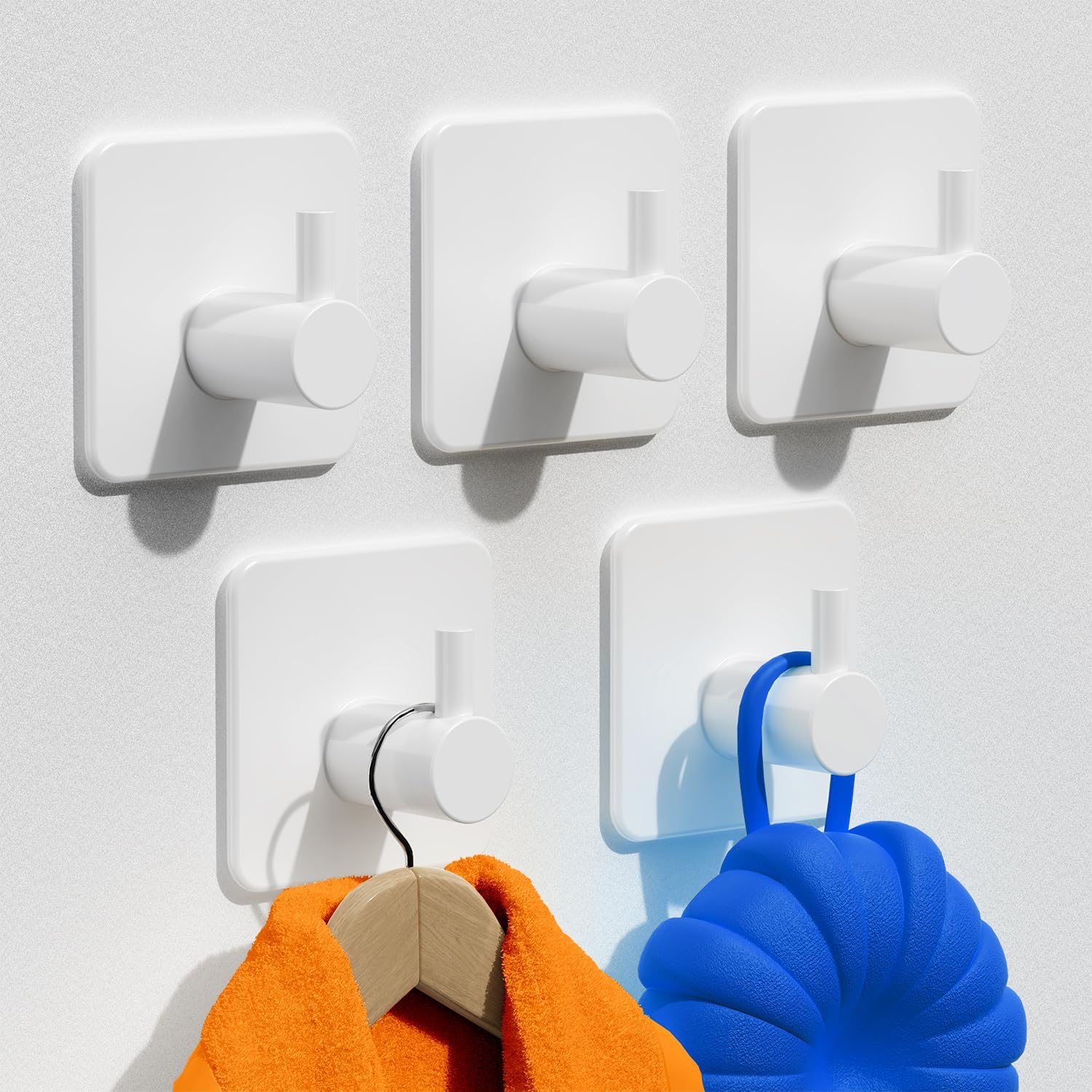 Auxmir Adhesive Wall Hooks Heavy Duty 22LB/10KG(Max) Towel Hooks, 5