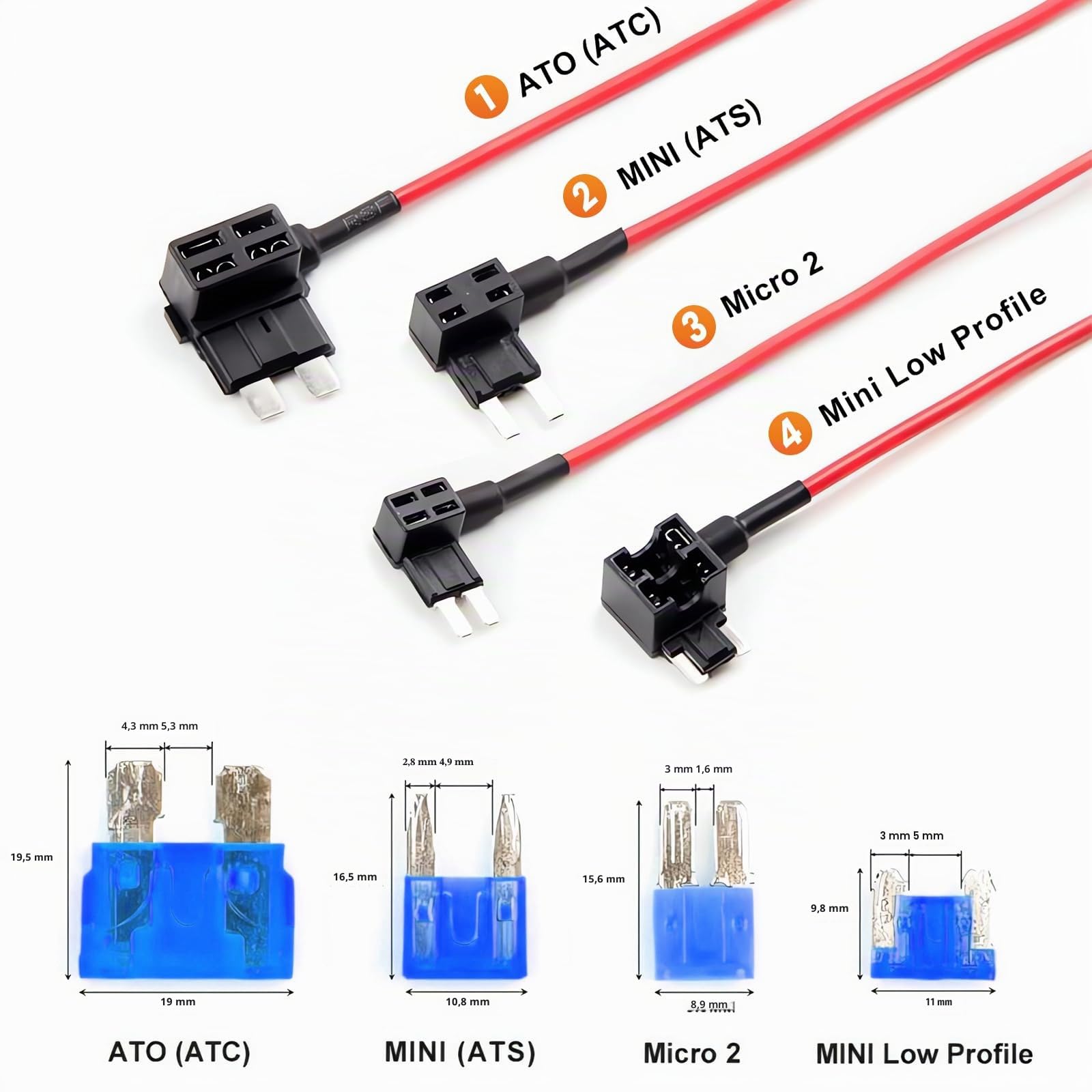 GKU Dashcam USB-C Kit de Câblage avec Double 4 Fusibles, AC 12 V-24 V à 5 V/2,5 A, 3 Mètres, Surveillance de Stationnement 24 Heures, Protection Basse Tension, Hardwire Kit para Dash Cams