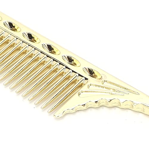 Miniatura 8 de Peine de peluquería para peluquería de cola de rata, peine de aluminio para peluquería o hogar (dorado)