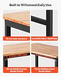 VEVOR Workbench réglable sur roues, 1500 Capacité, 48 x 24 Inch Chêne Bois Top Workbench avec 28,5-42,3 Inch Réglage de la hauteur, Table de travail en bois dur lourd pour garage, atelier, maison, bureau
