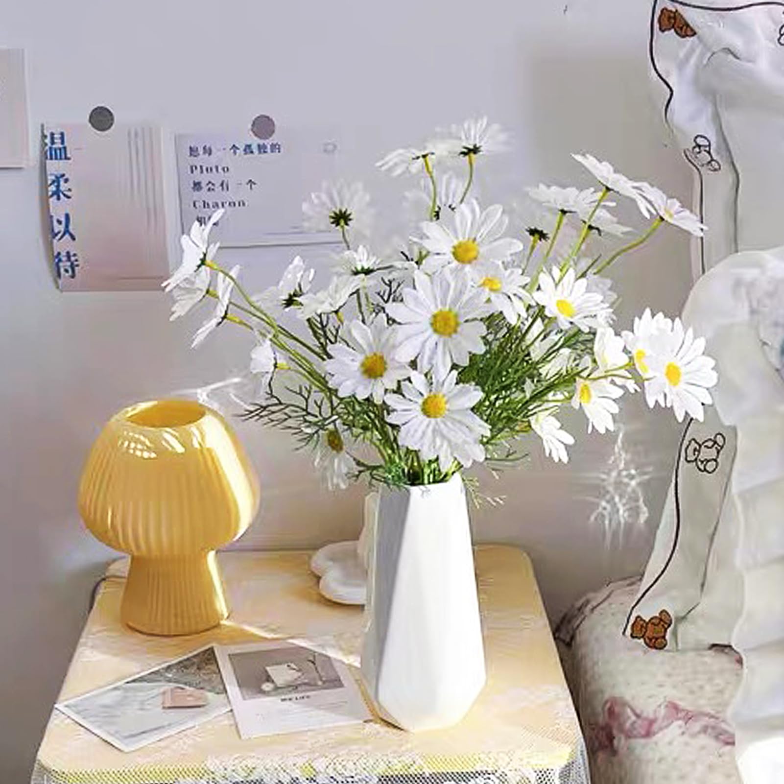Amazon｜屋外用人工デイジー、20.8インチブルーデイジー造花、フェイク