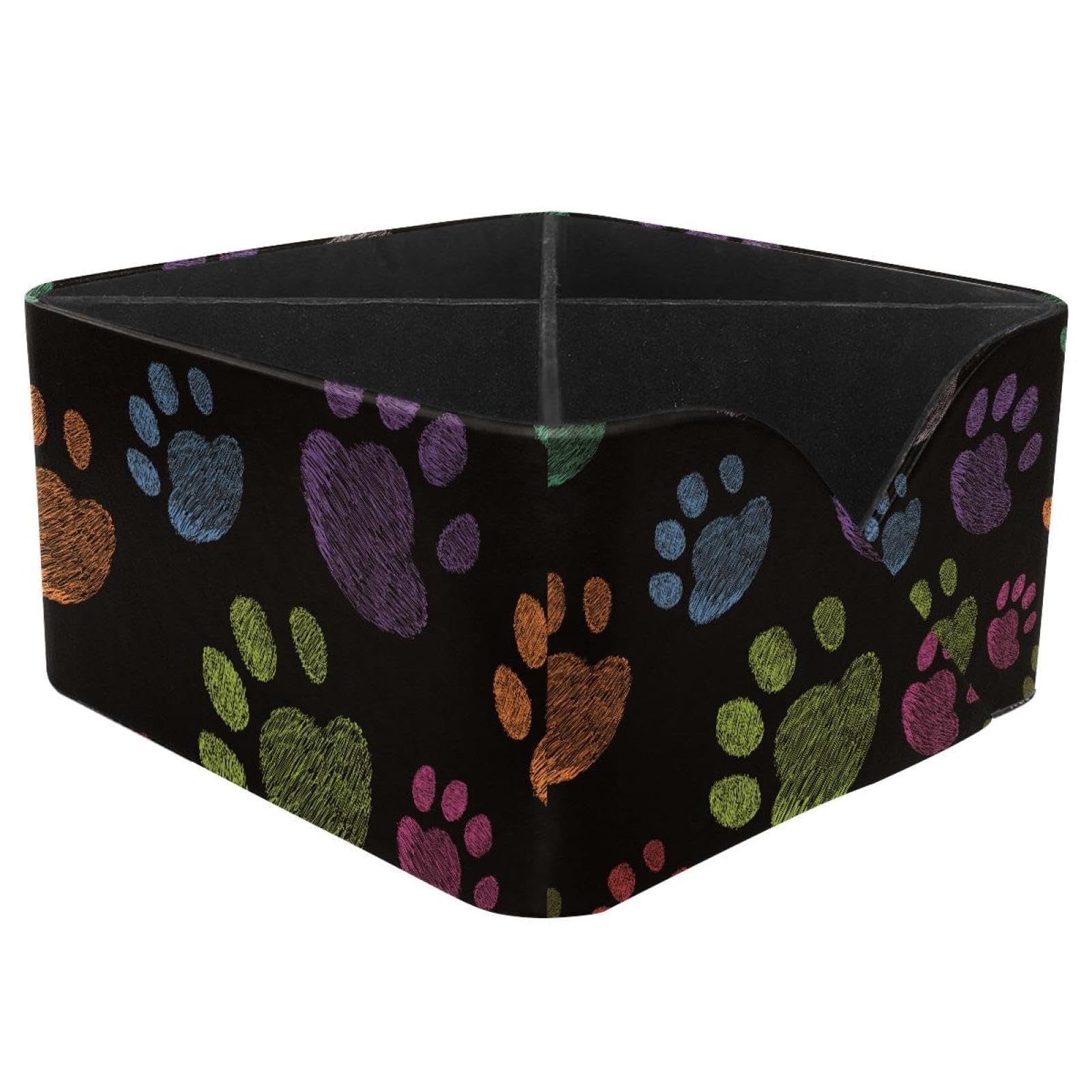 KengjuTesu Colorful Dog Footprints Desktop Organizer Pen Holder, Rectangular Pencil Cup for Office, Study and Makeup Stations