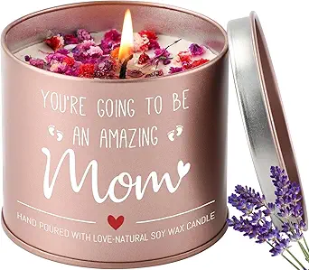 HITHESPO Christmas New Mom Gifts for Pregnant Women, Safe New Moms Candle, Mom to be Gift, First Time Mommy Birthday Mothers Day, Congrats on Pregnancy, Lavender Scented Candle