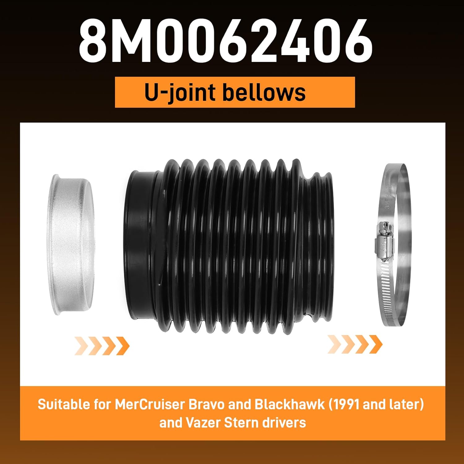 U-Joint Bellows Model 8M0062406 /Compatible with Mercruiser Bravo, Vazer Stern Drives and Blackhawk (1991 and Newer) /Stern Drive Replacement Parts