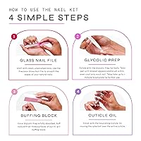 Vista 4 de Dr. Dana - Juego de manicura sin esmalte – Brilla y fortalece tus uñas con suero glicólico natural, aceite de cutícula, bloque pulidor de uñas