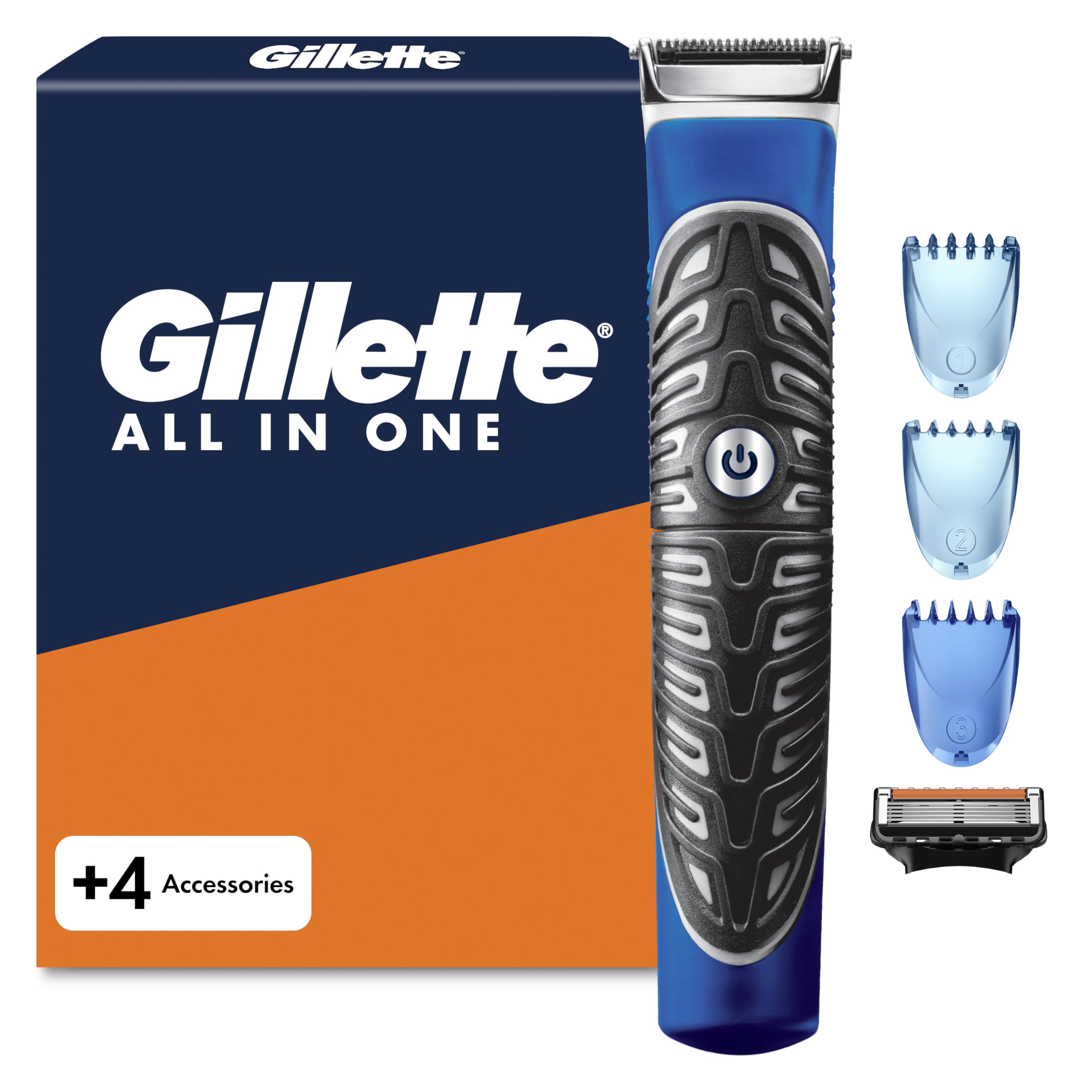 Gillette Recortadora Todo en 1: Recorta, Afeita Y Perfila con Precisión Cara Y Cuerpo, Resistente al Agua, Cortapelos 4 en 1 para Hombre con 3 Peines Y 1 Recambio Proglide