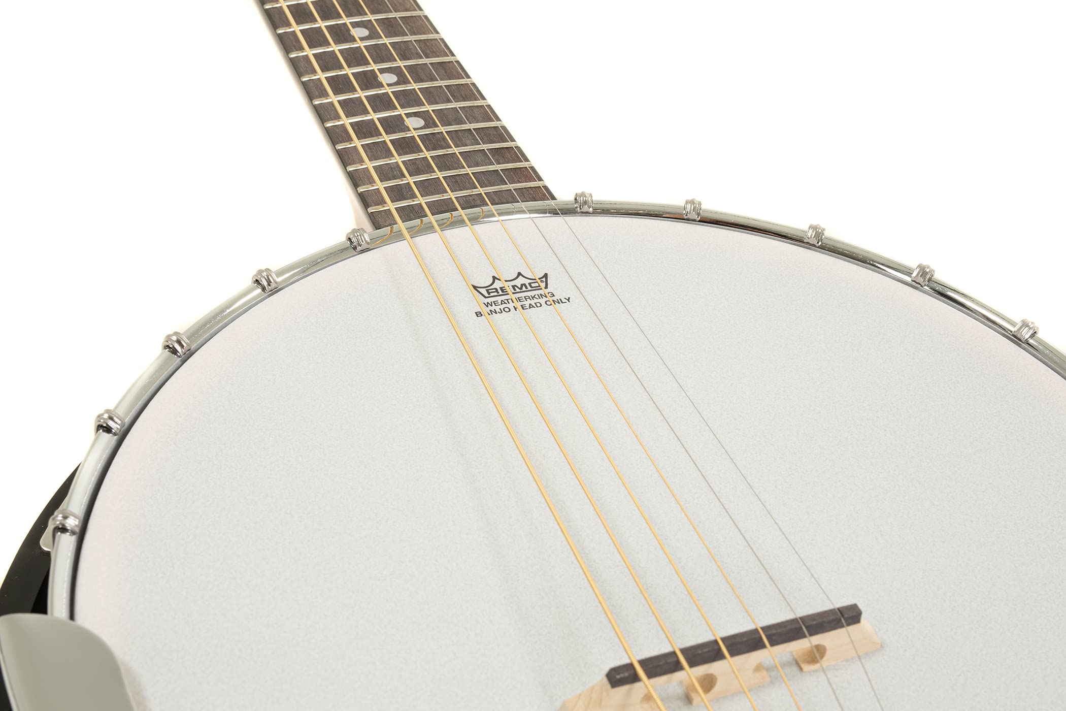 GEWA Gitarren-Banjo 6-saitig Serie Select - Mahagoni-Kessel Ø 33,5cm - Mahagoni-Resonator - inkl. Koffer - REMO Weatherking Fell - Naturfarben - Hochglanzlackiert