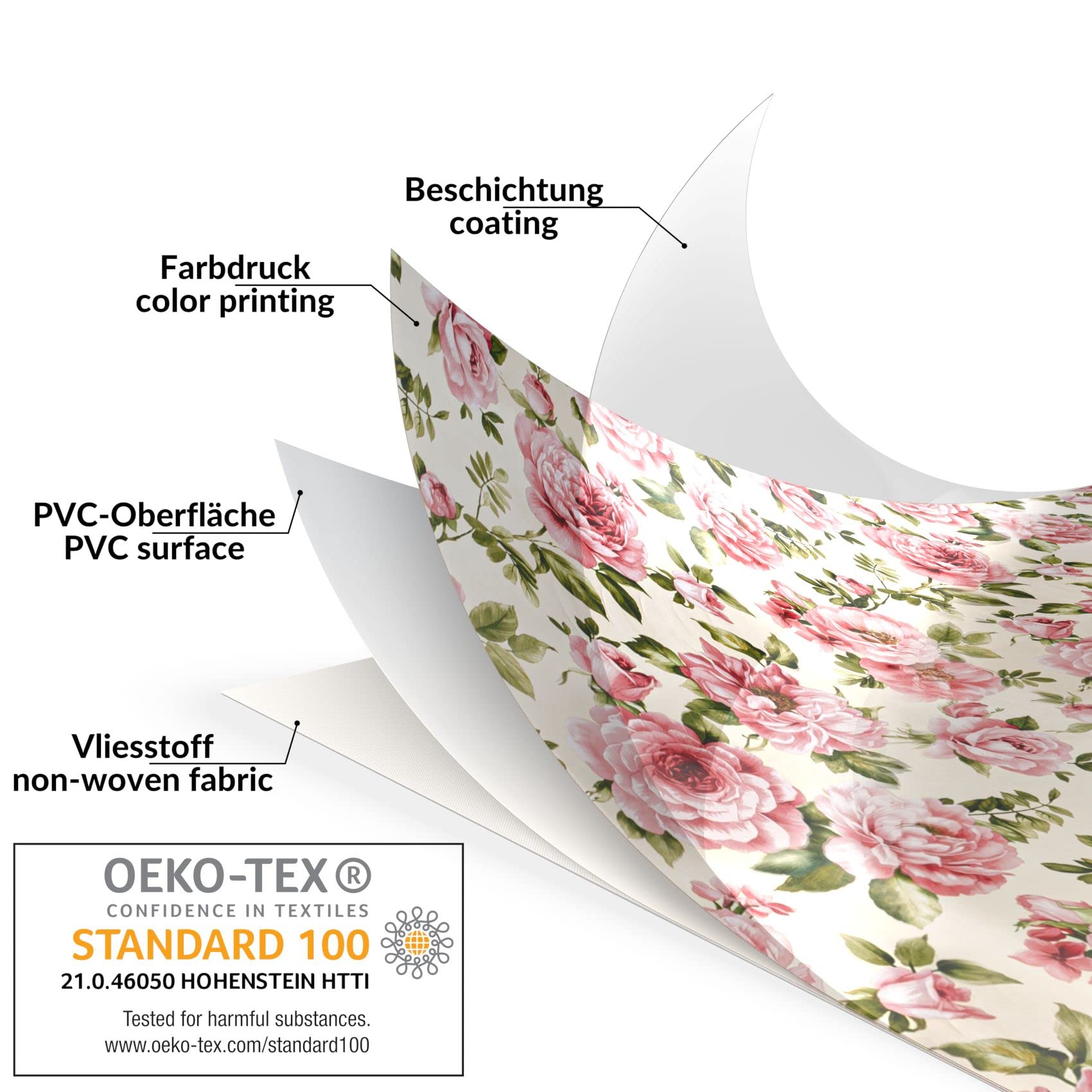 ANRO Tischdecke abwaschbar Wachstuch Wachstuchtischdecke Oval 140 x 260cm mit Saum Natalie Blumen pflegeleicht Wachstischdecke wasserabweisend Gartentischdecke Meterware Lotuseffekt