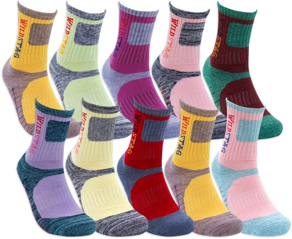WILD STAG For Women Random Color, Multi-pack Cushion Outdoor Hiking Walking Trekking Socks