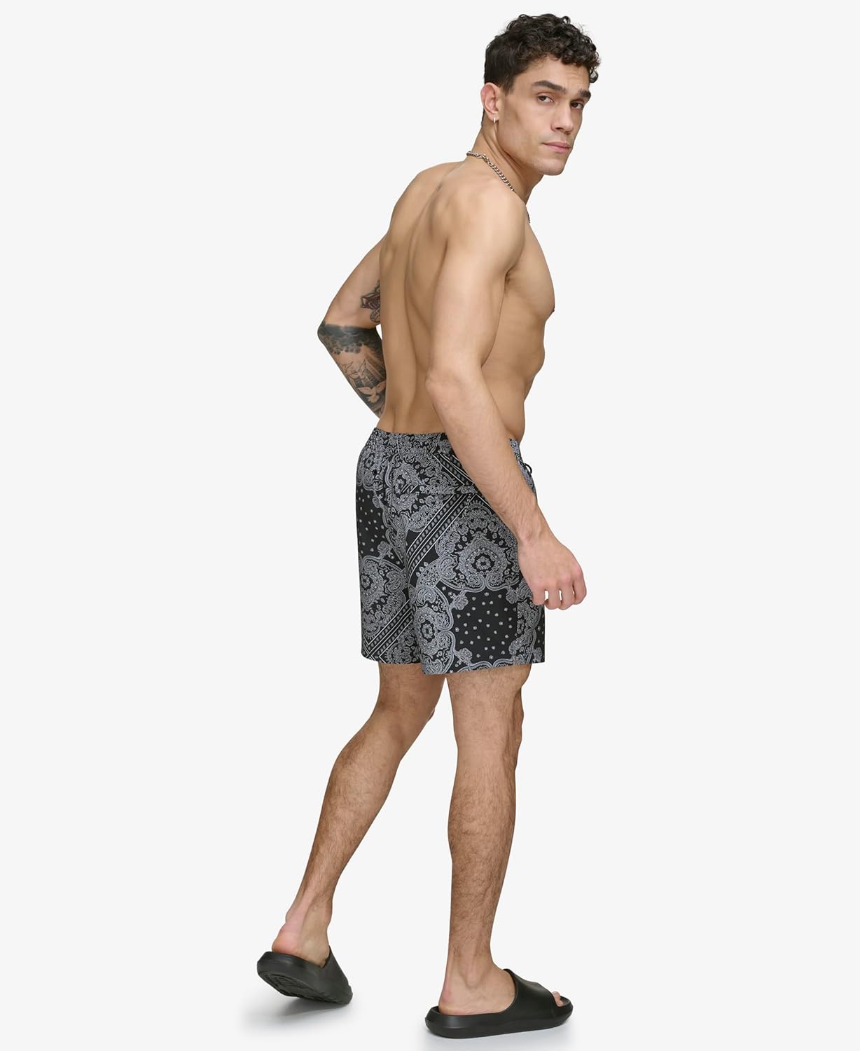 DKNY Mens Stretch Quick Dry Volley UPF 40+ Protection Swim Trunk - Image 2