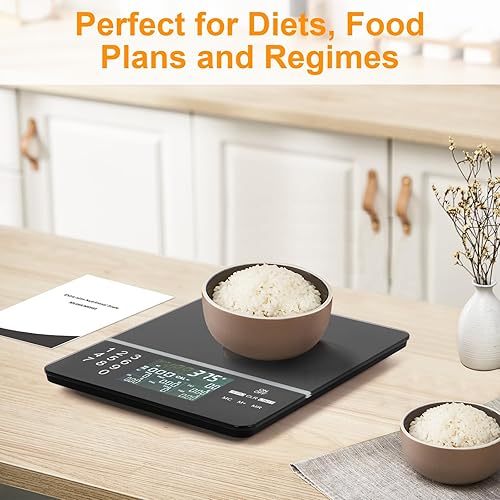 Miniatura 5 de Báscula de alimentos con calculadora nutricional, cálculo de calorías nutricionales de pantalla digital para preparación de comidas, cocina,